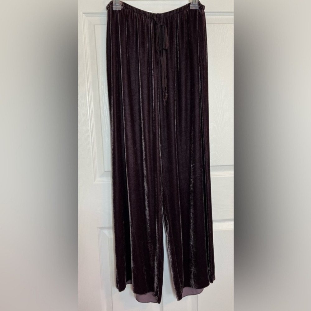 CABI VELVET WOMENS WIDE LEG BROWN PANTS SIZE LARGE